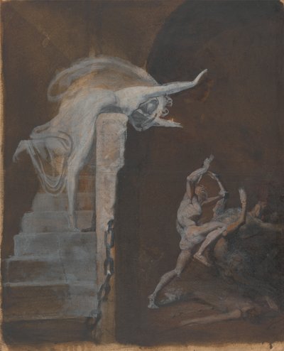 Ariadne beobachtet den Kampf von Theseus mit dem Minotaurus von Johann Heinrich Füssli